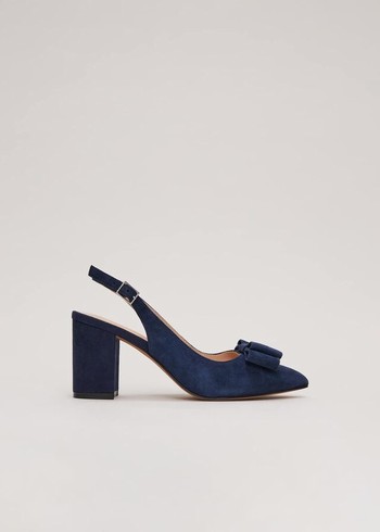 Phase Eight Bow Front Slingback Block Heels Navy USA | 2085476-QI